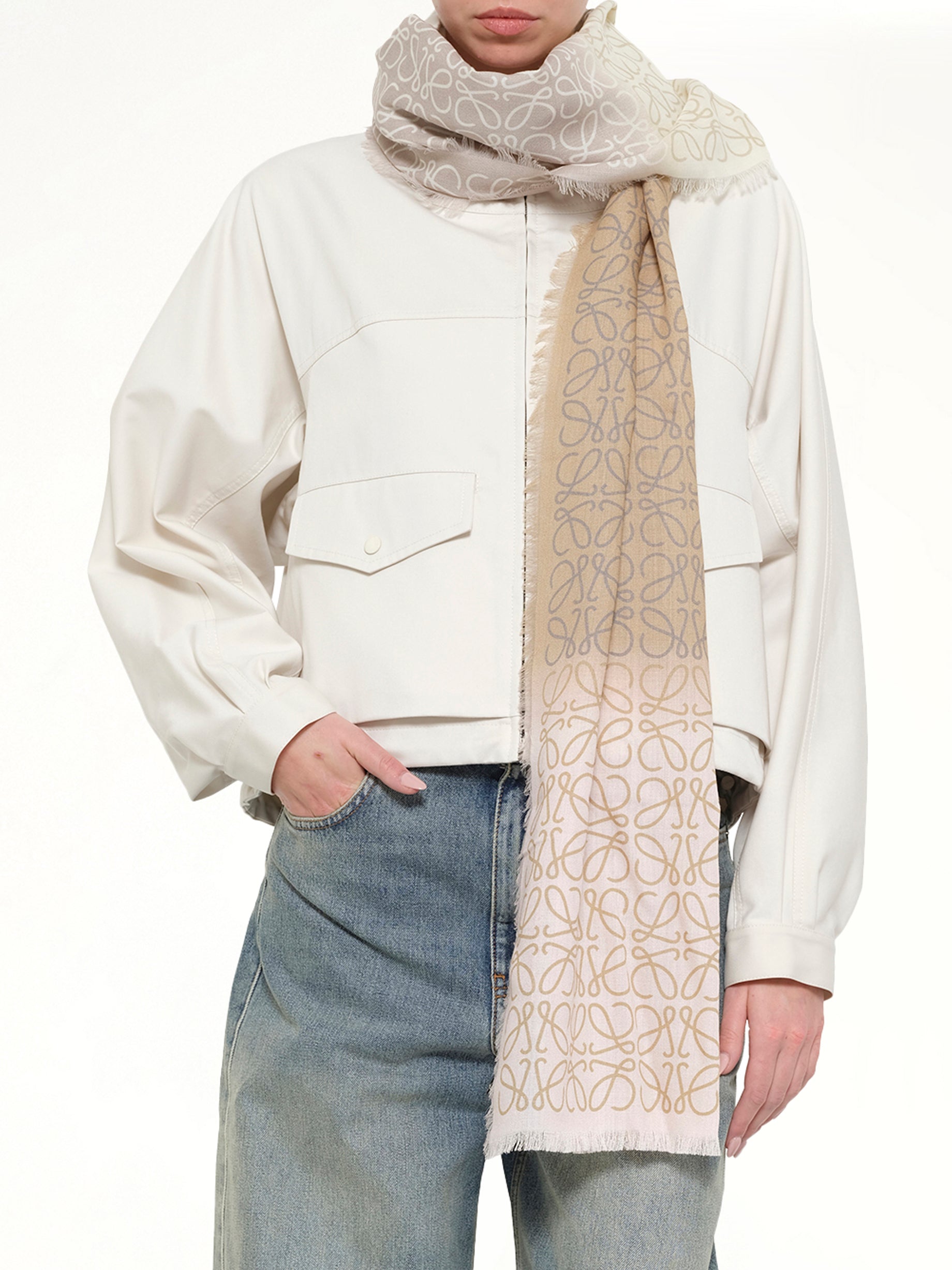 45X200 Anagram Scarf in Light Link/Beige