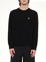 Anagram Embroidered Knit Sweater in Black