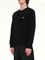 Anagram Embroidered Knit Sweater in Black