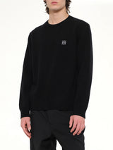 Anagram Embroidered Knit Sweater in Black