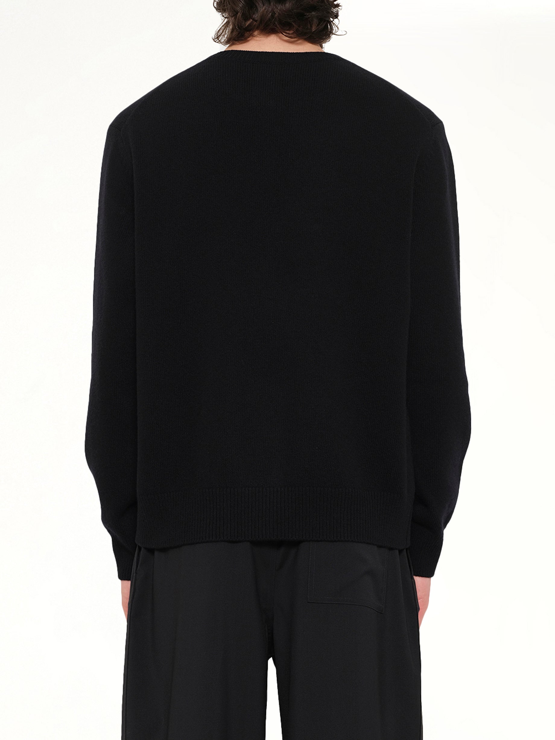 Anagram Embroidered Knit Sweater in Black