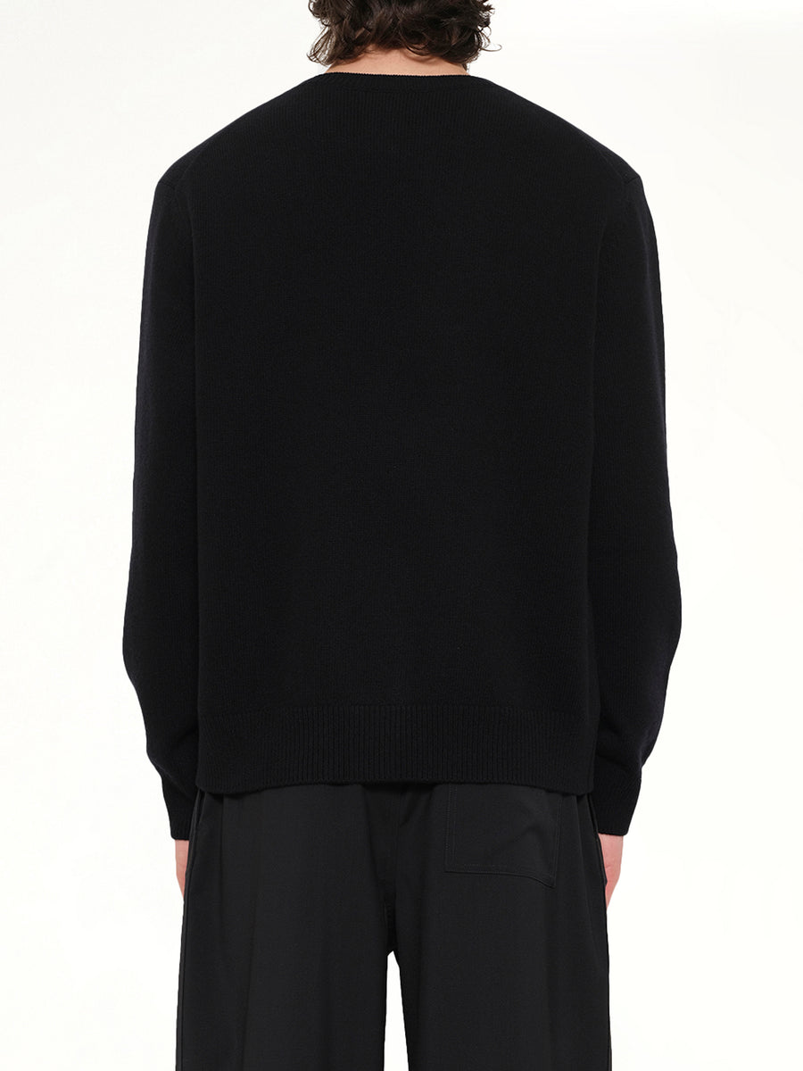 Anagram Embroidered Knit Sweater in Black