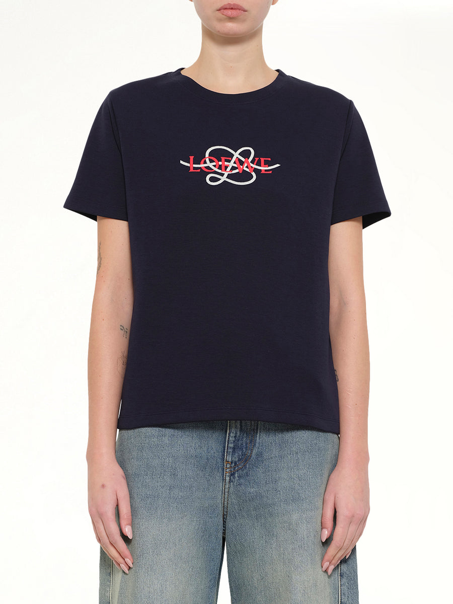 Anagram Regular Fit T-Shirt in Navy Blue/White
