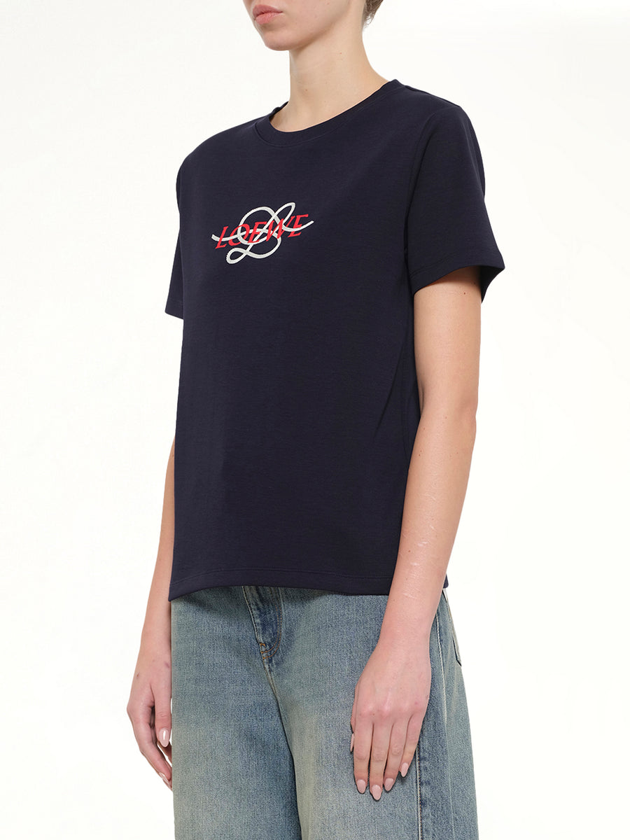 Anagram Regular Fit T-Shirt in Navy Blue/White