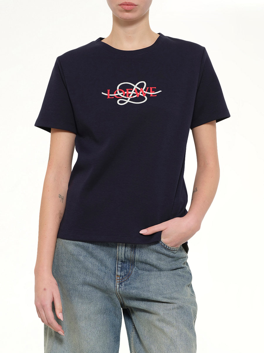 Anagram Regular Fit T-Shirt in Navy Blue/White