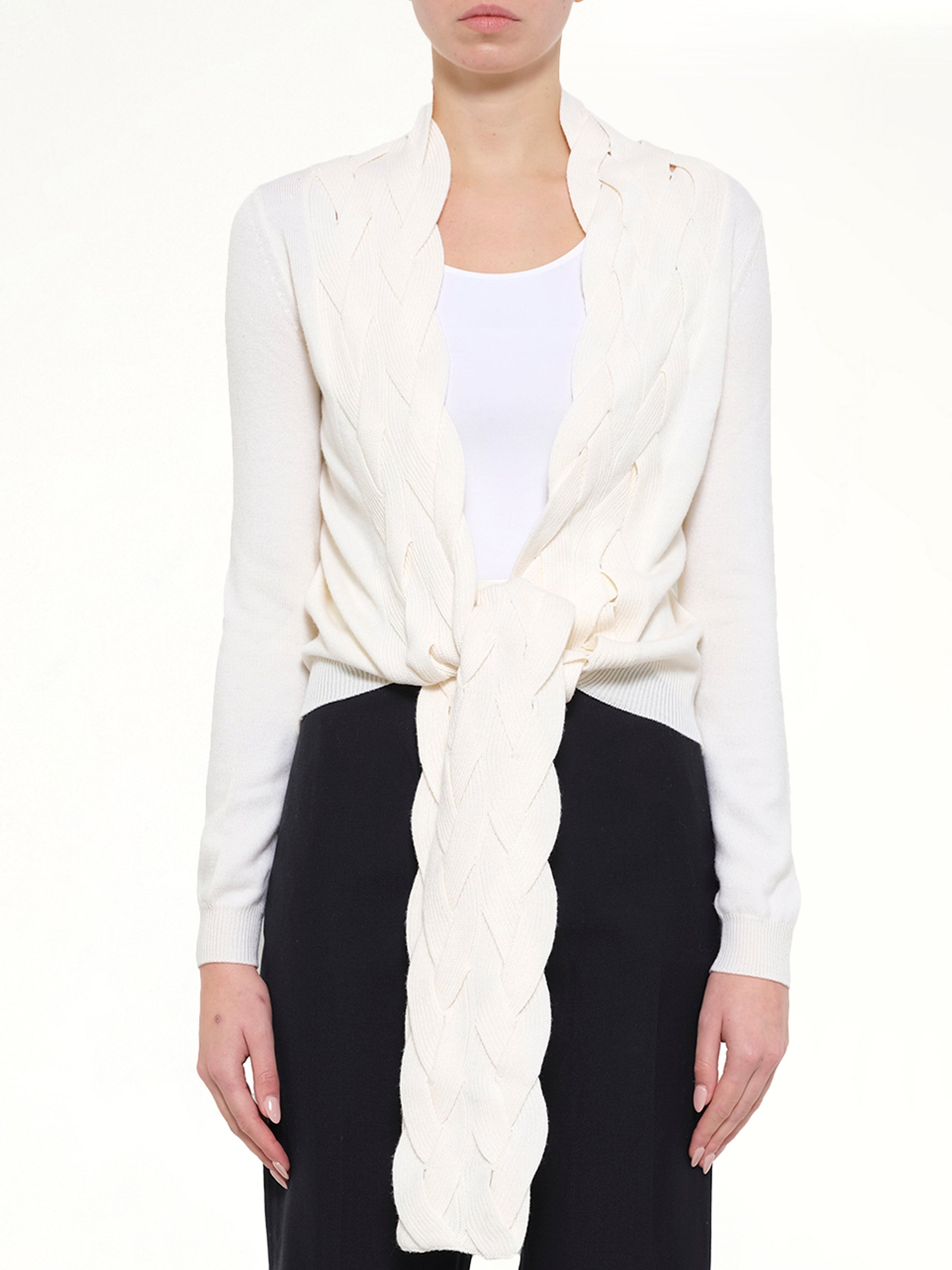 Braid Cardigan in White