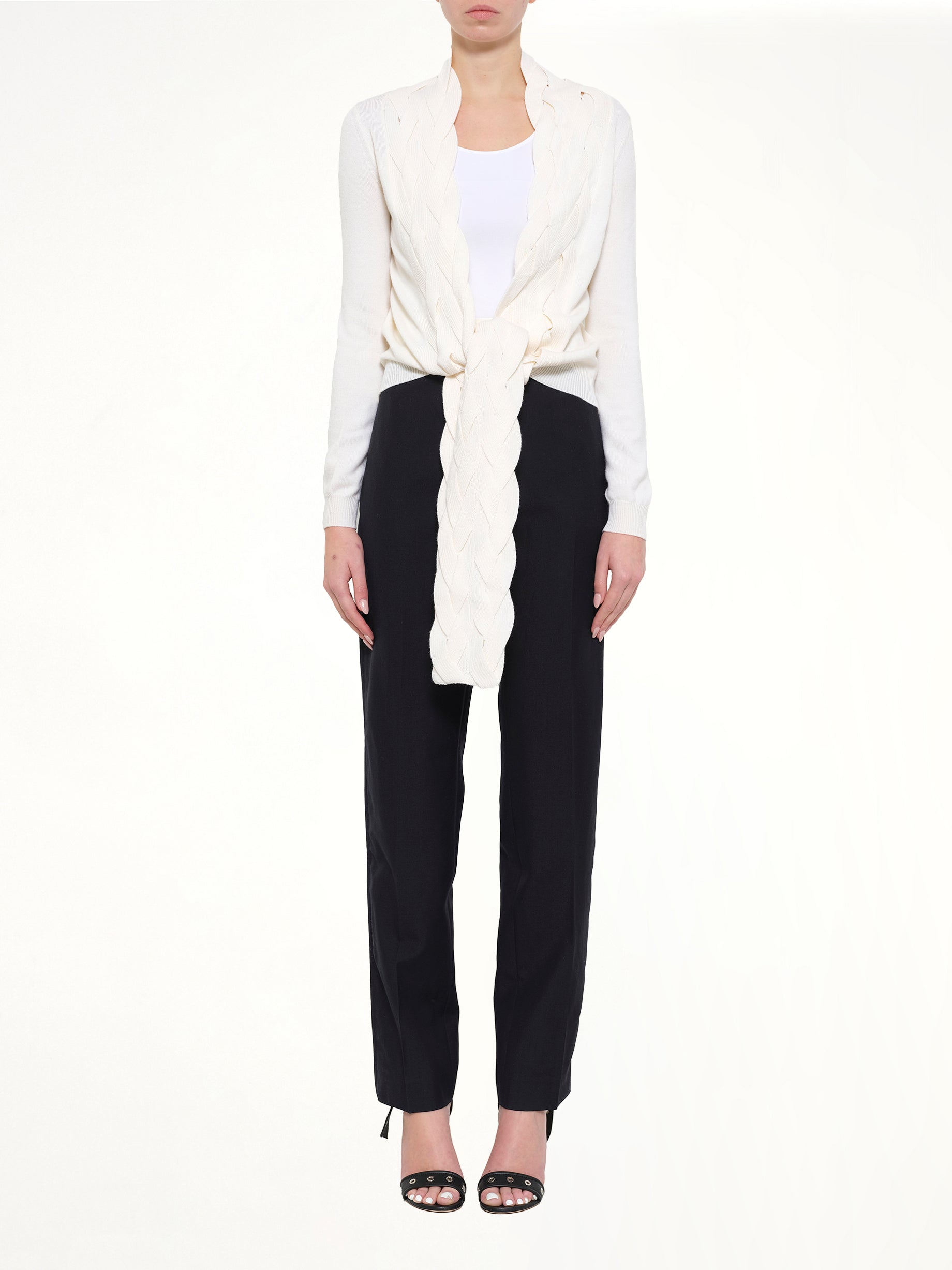 Braid Cardigan in White