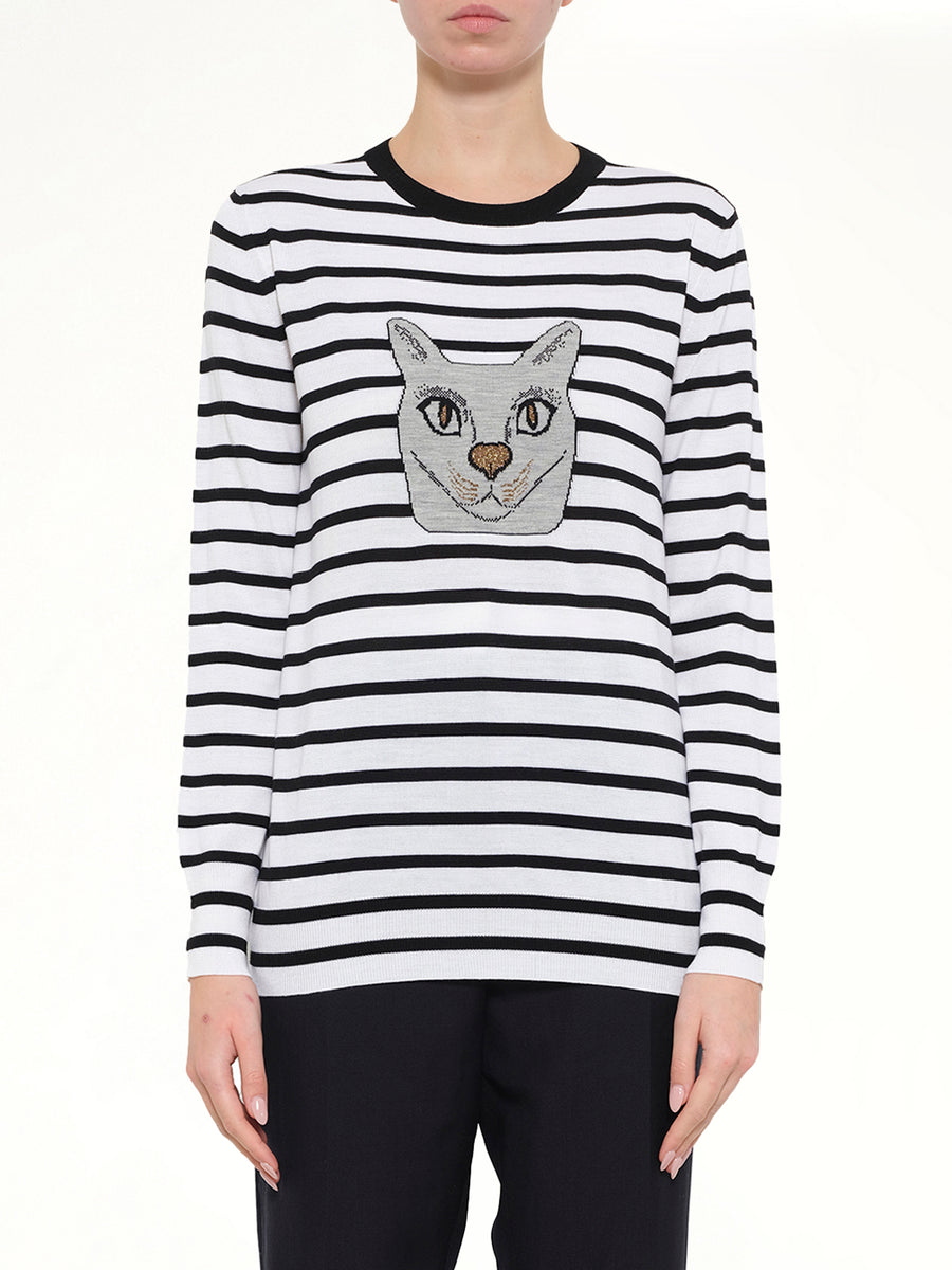 Cat Sweater Stripes in Black