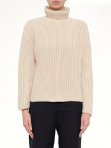 Crop Pearls Sweater in Beige