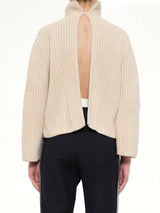 Crop Pearls Sweater in Beige