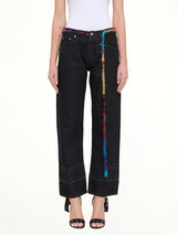 Embroidered Knot 5 Pocket Jeans in Black