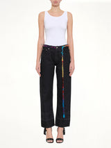 Embroidered Knot 5 Pocket Jeans in Black