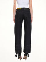 Embroidered Knot 5 Pocket Jeans in Black
