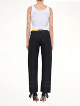 Embroidered Knot 5 Pocket Jeans in Black