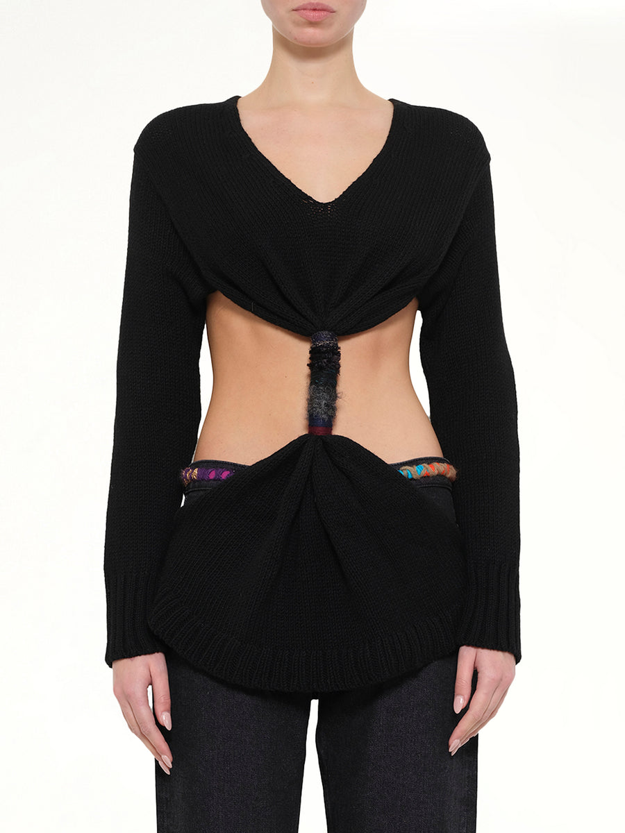Embroidered Knot Sweatshirt in Black