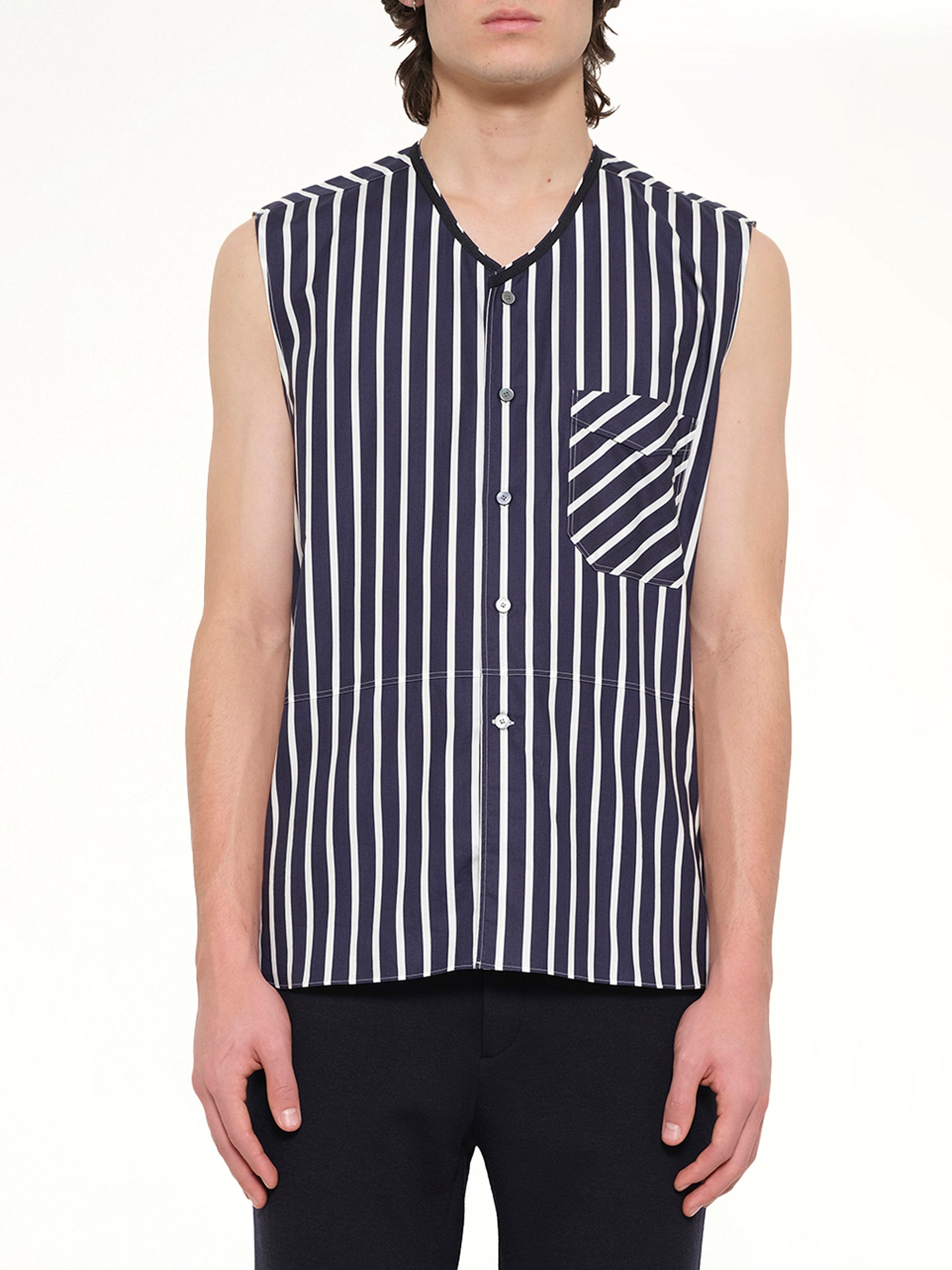 Ribbon V Neck in Navy