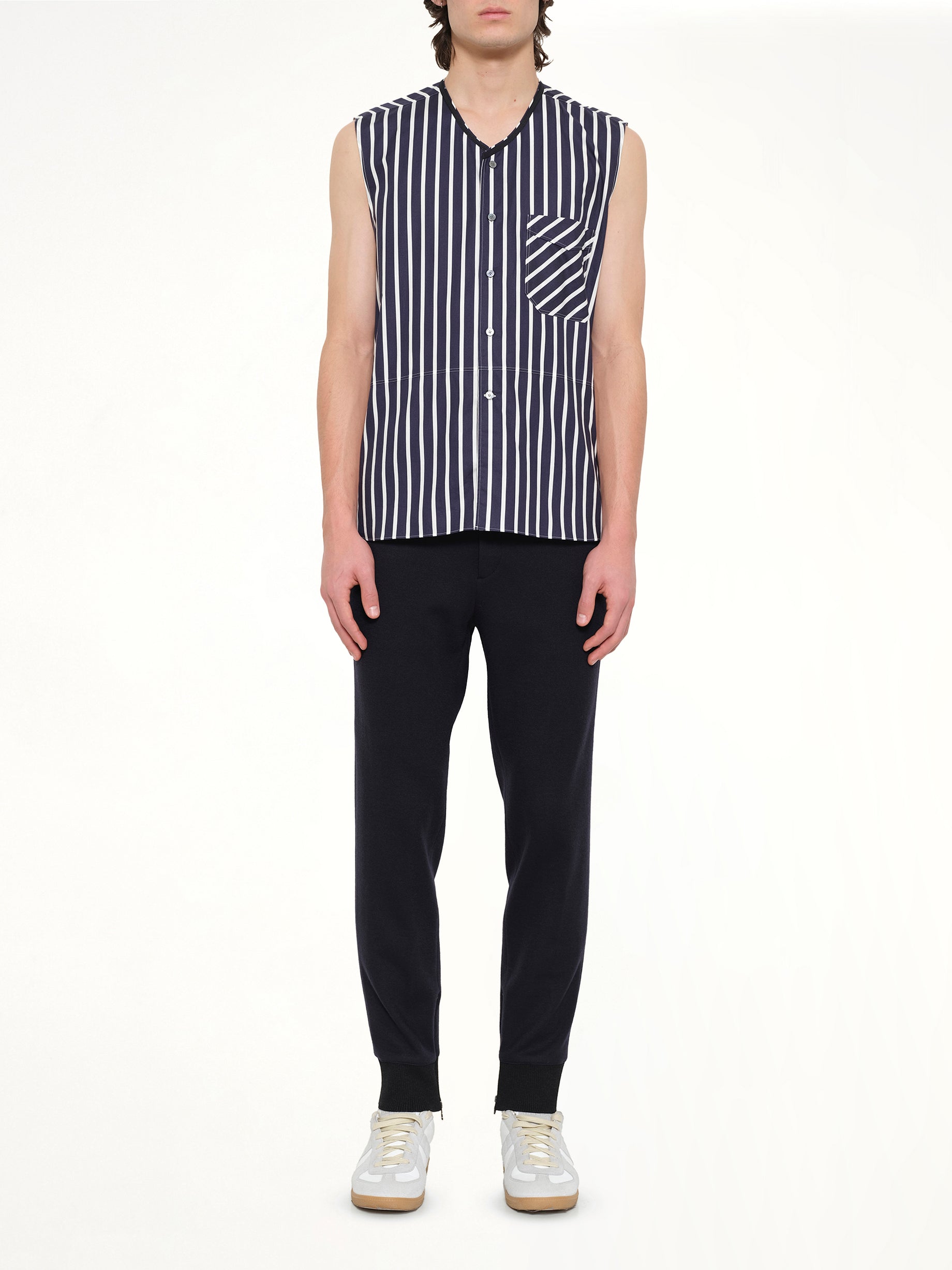 Ribbon V Neck in Navy