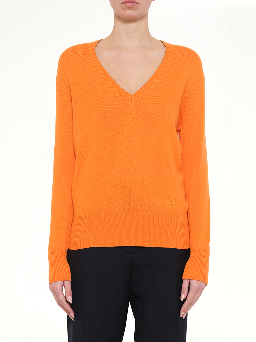 V Neck Sweater in Orange