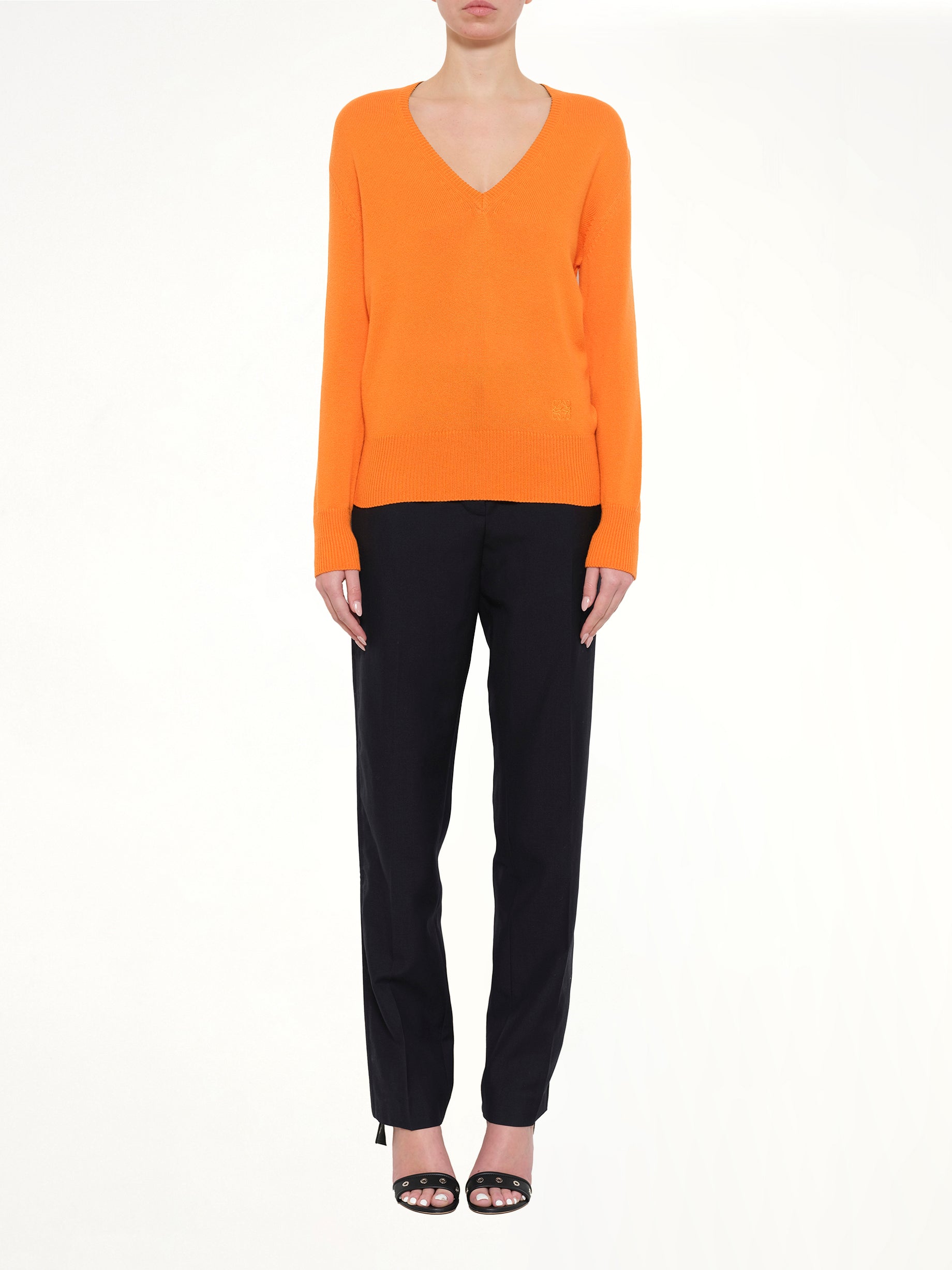 V Neck Sweater in Orange