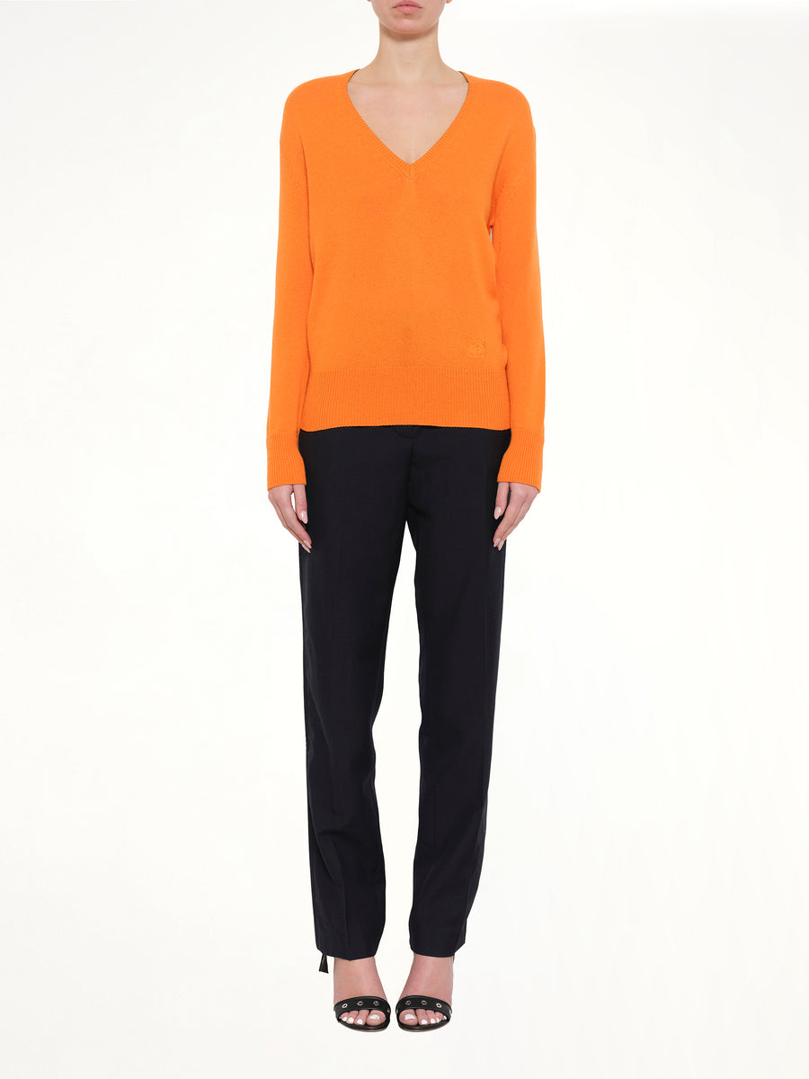 V Neck Sweater in Orange