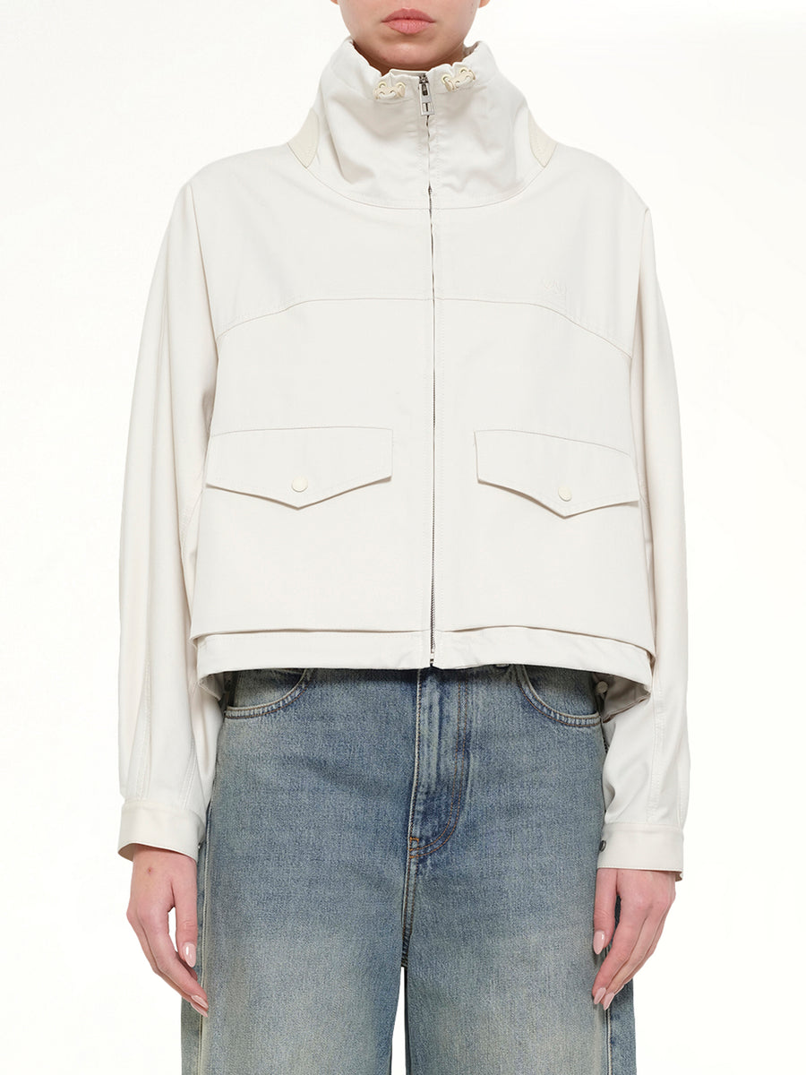 Cotton Silk Garbadine Jacket in Ivory
