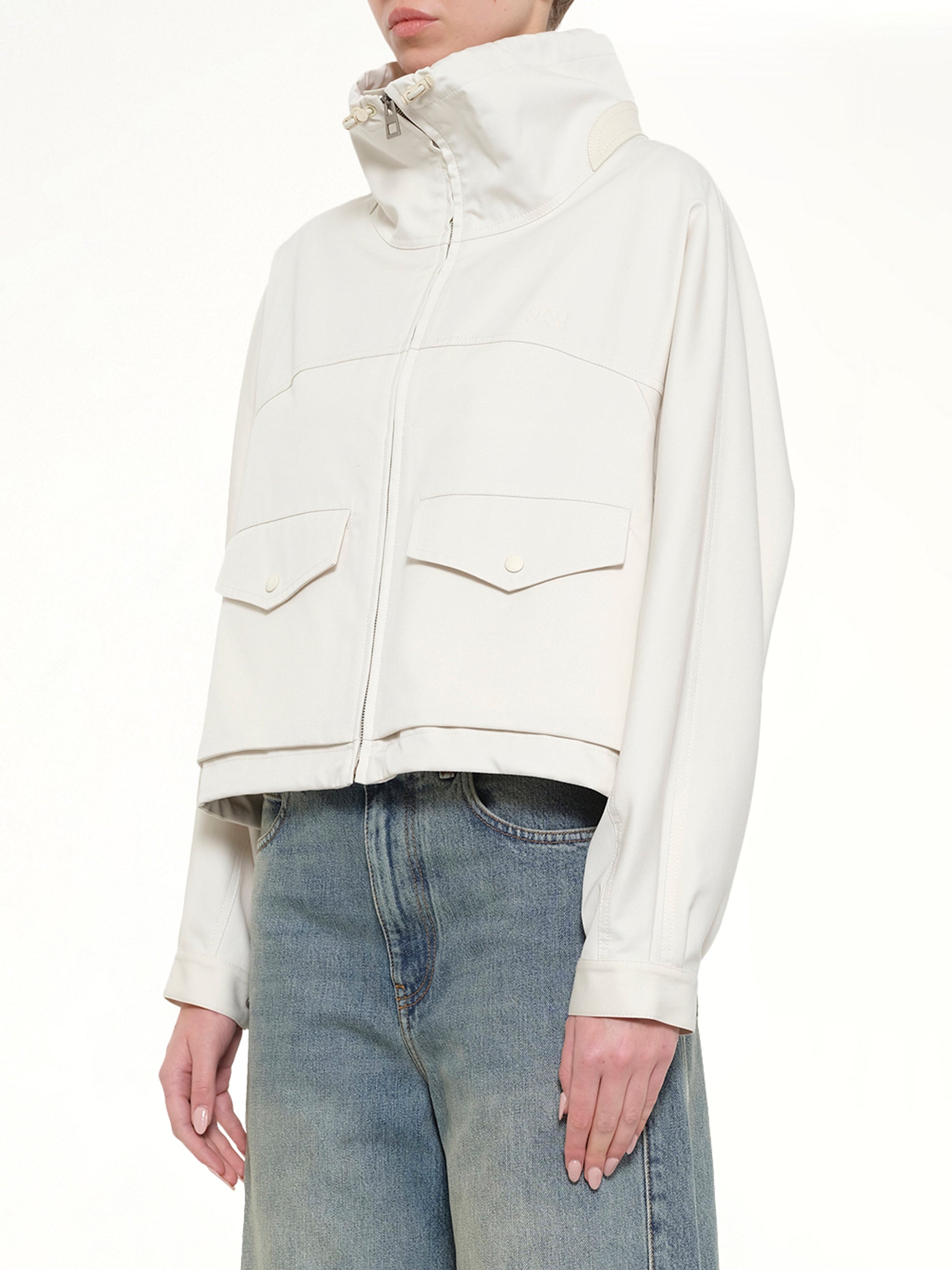 Cotton Silk Garbadine Jacket in Ivory