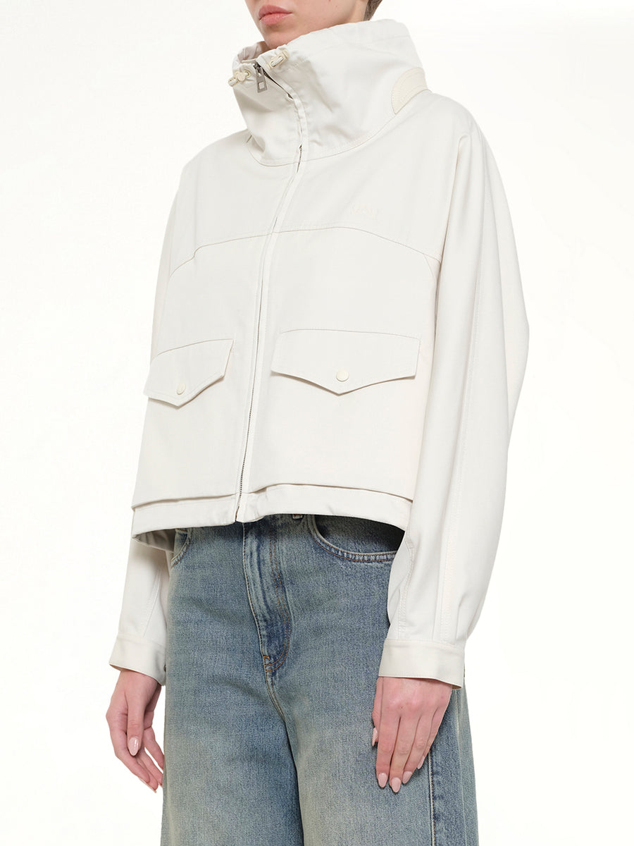 Cotton Silk Garbadine Jacket in Ivory