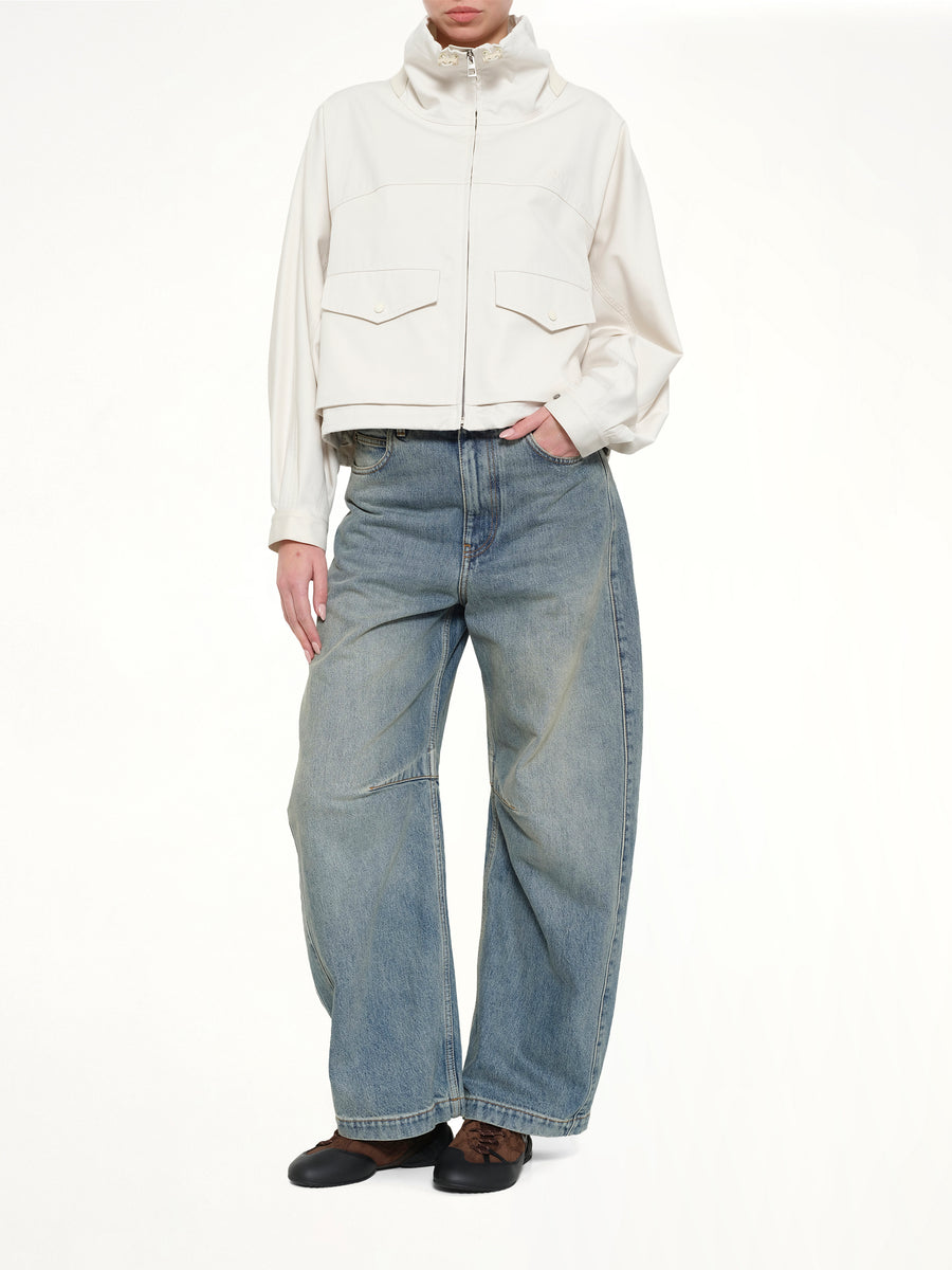 Cotton Silk Garbadine Jacket in Ivory