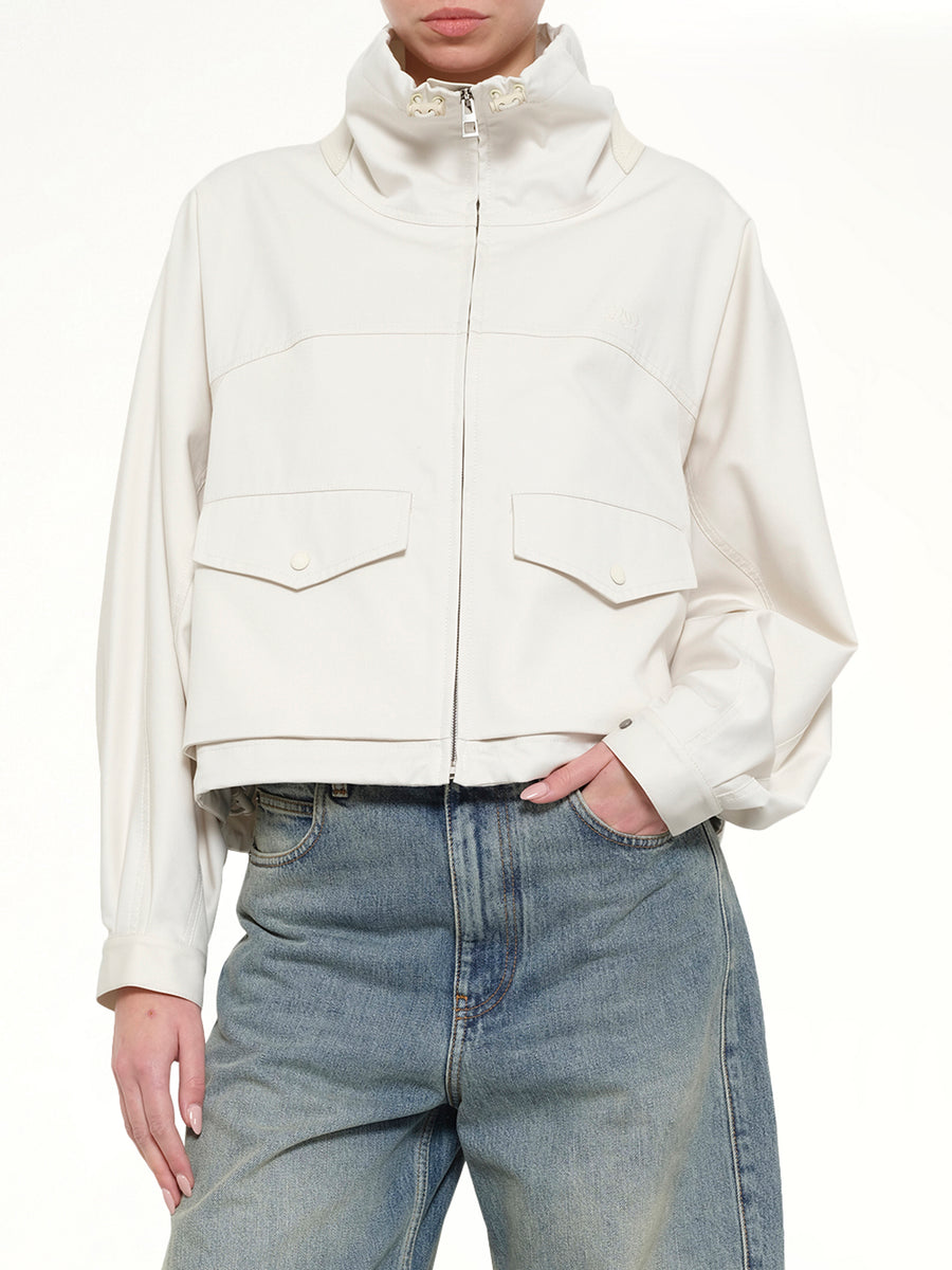Cotton Silk Garbadine Jacket in Ivory