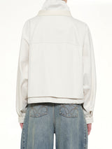Cotton Silk Garbadine Jacket in Ivory