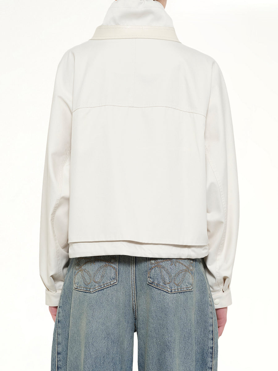 Cotton Silk Garbadine Jacket in Ivory