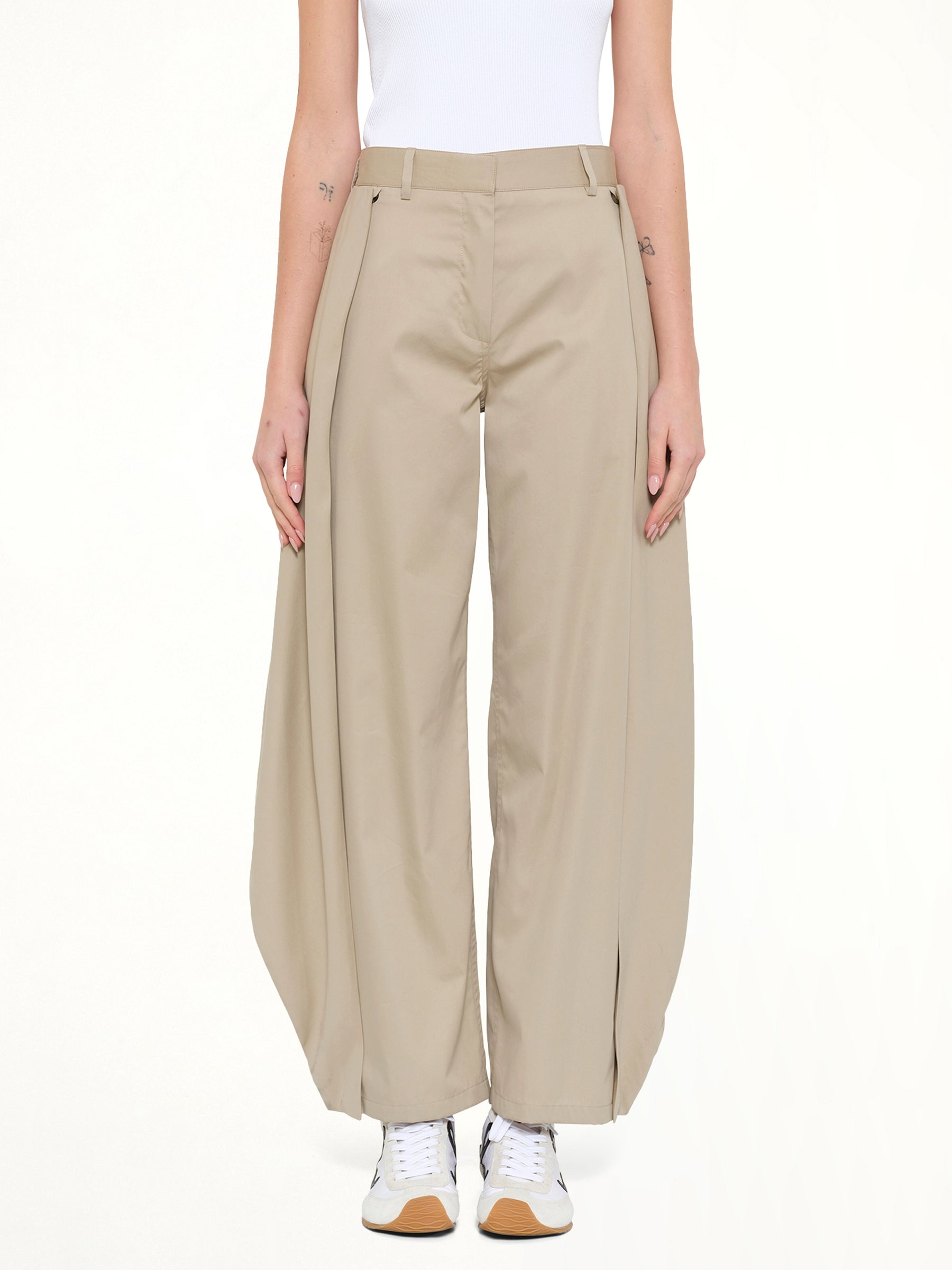 Cotton Silk Garbadine Trousers AF in Beige