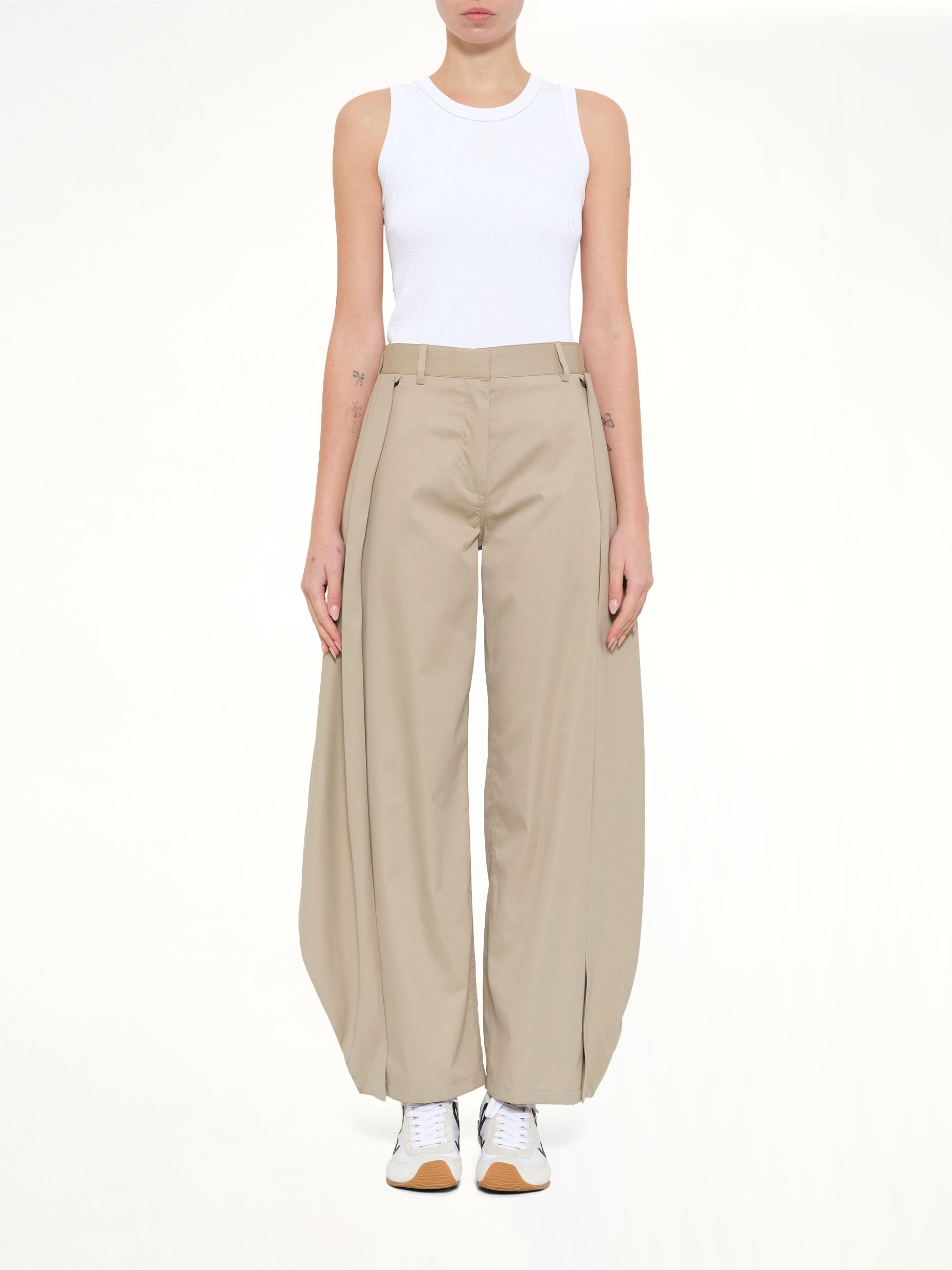 Cotton Silk Garbadine Trousers AF in Beige