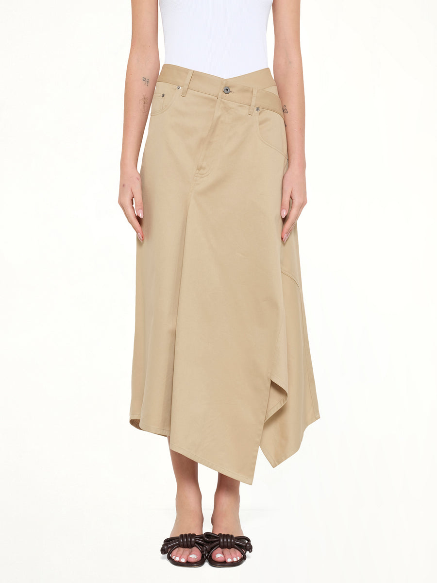 Cotton Utility Asymmetric Skirt in Beige