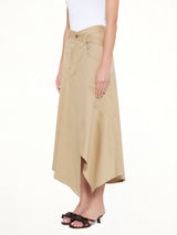 Cotton Utility Asymmetric Skirt in Beige