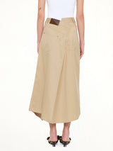 Cotton Utility Asymmetric Skirt in Beige
