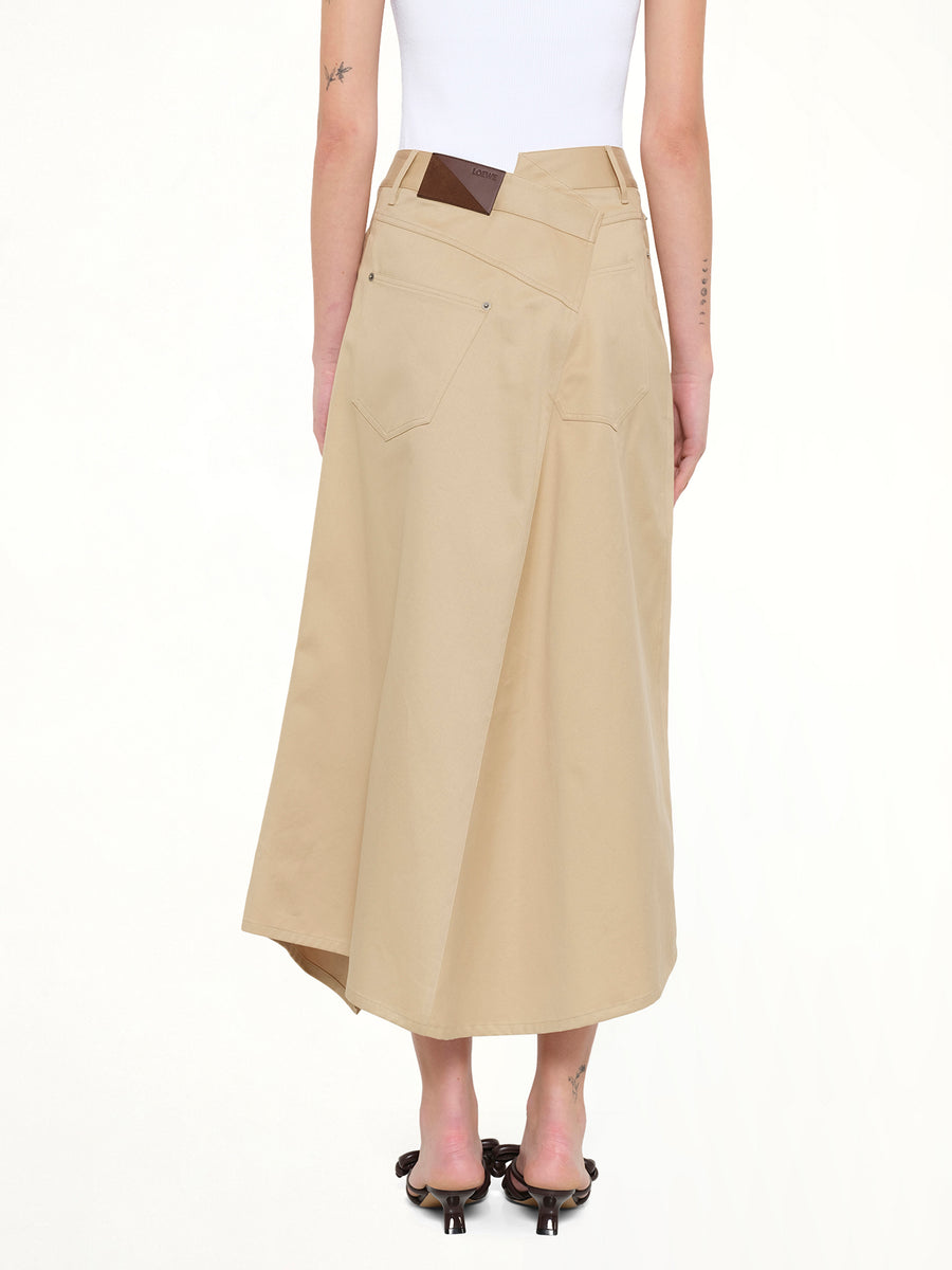 Cotton Utility Asymmetric Skirt in Beige