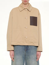 Cotton Utility Workwear Jacket in Beige
