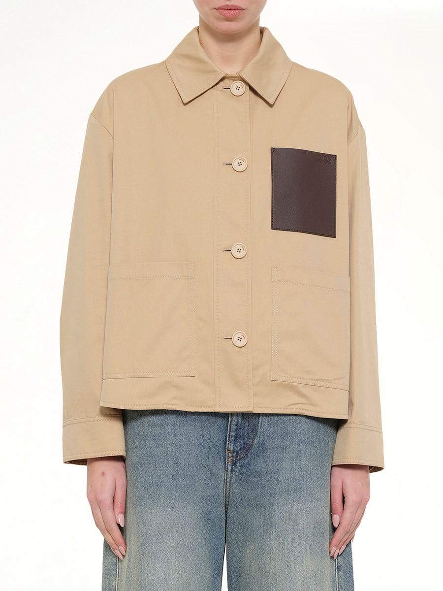 Cotton Utility Workwear Jacket in Beige