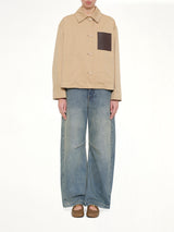 Cotton Utility Workwear Jacket in Beige