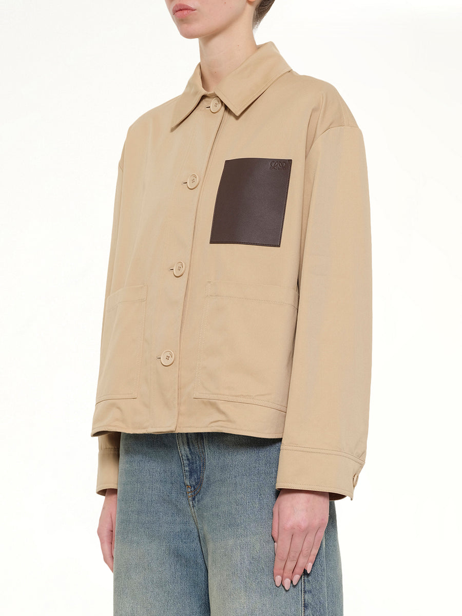 Cotton Utility Workwear Jacket in Beige