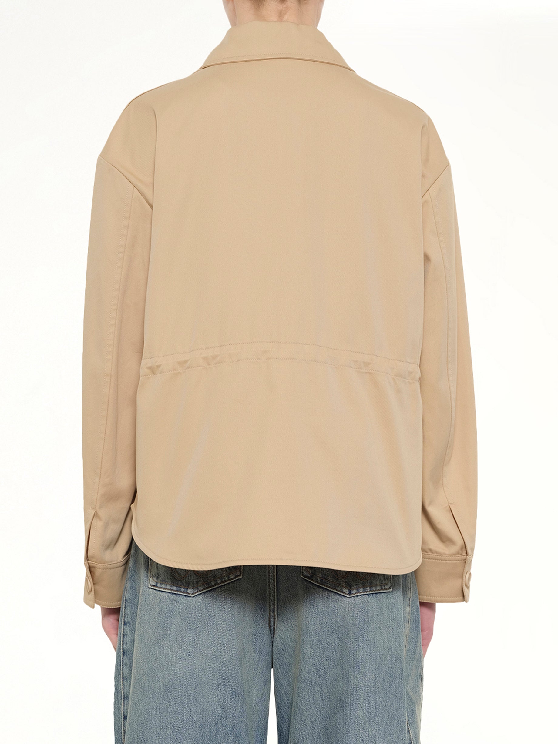Cotton Utility Workwear Jacket in Beige