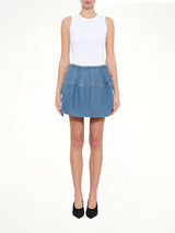Denim Balloon Skirt in Light Blue
