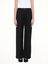 Logo Pleated Trousers in Black