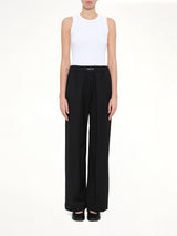 Logo Pleated Trousers in Black