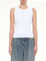 Tonal Anagram Tank Top in White
