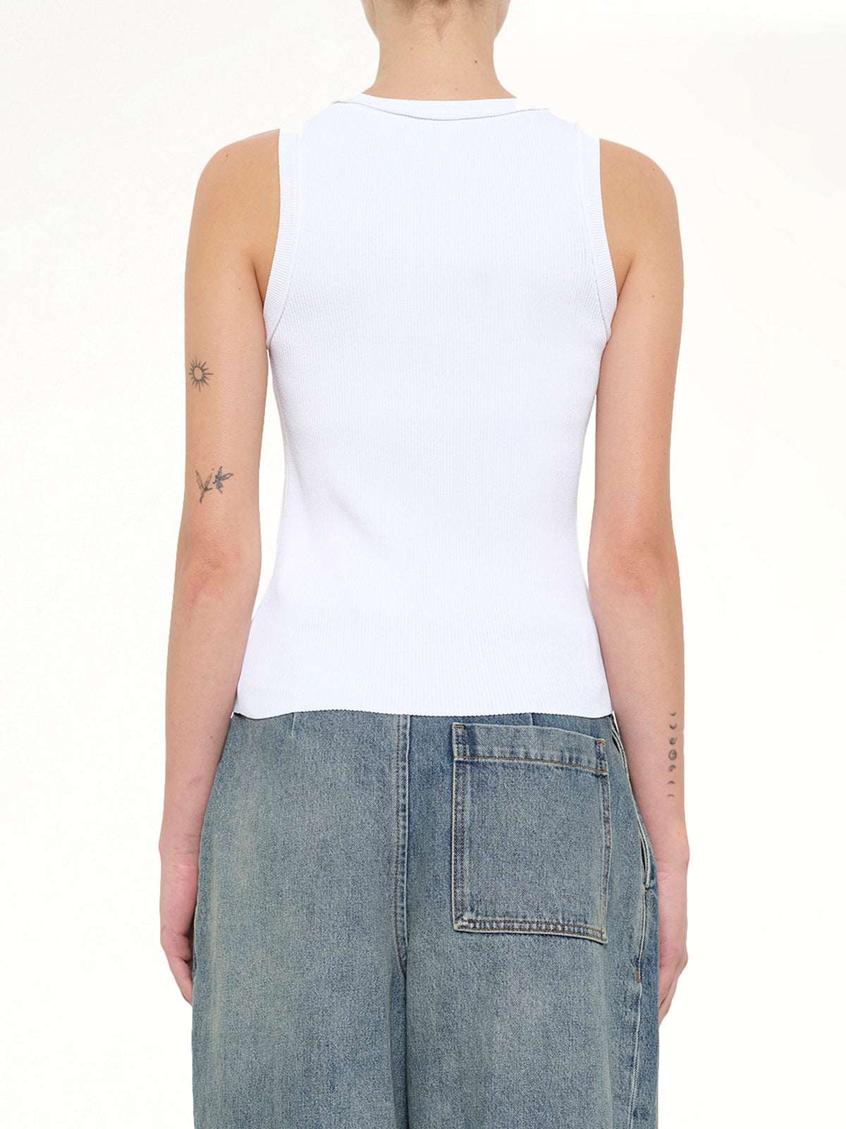 Tonal Anagram Tank Top in White