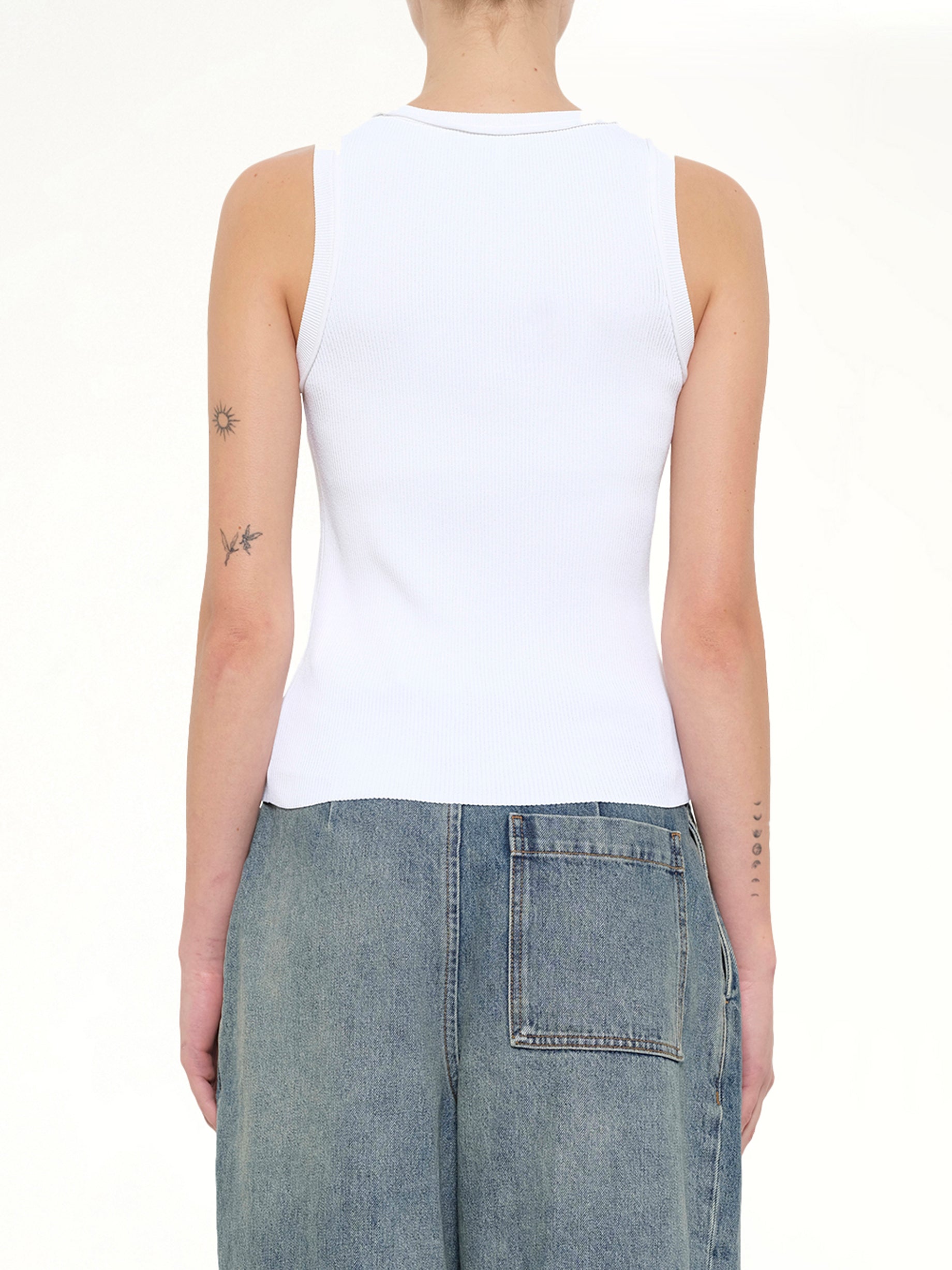 Tonal Anagram Tank Top in White