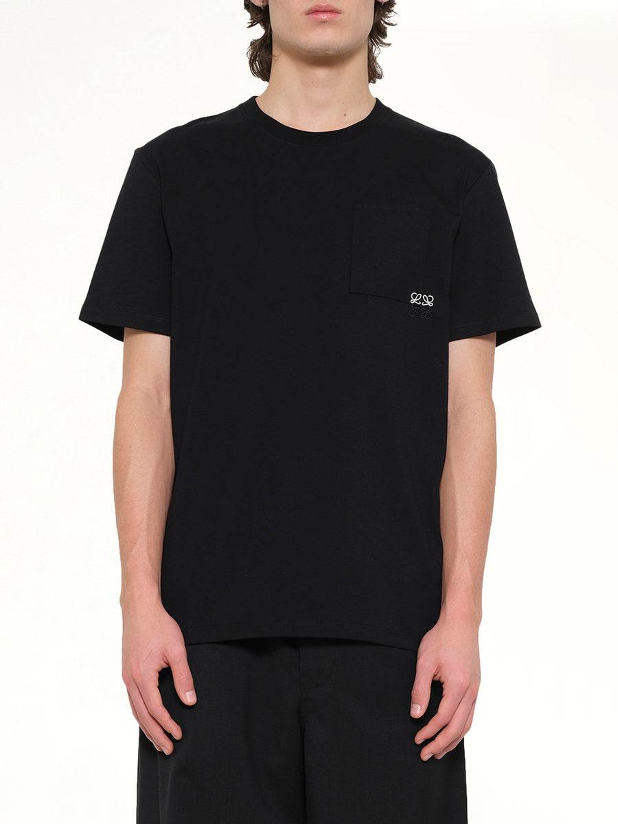 Two-Tone Anagram Relaxed Fit T-Shirt in Black