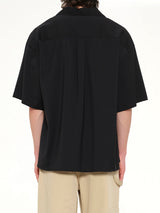 Wool Short Sleeve Shirt in Black
